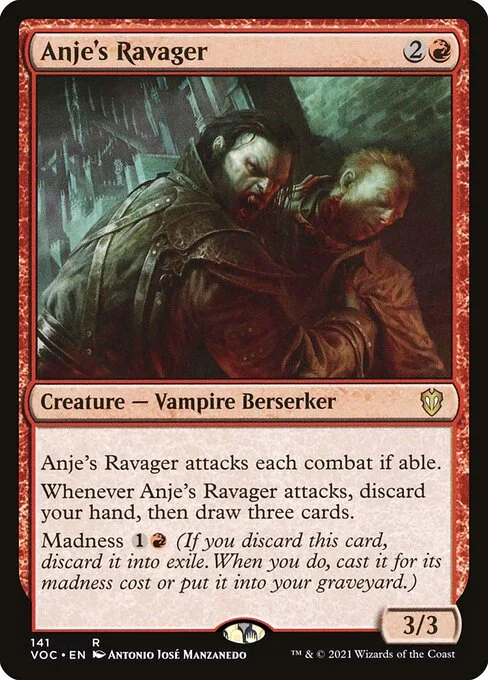 Anje's Ravager, carta Magic di tipo Creature — Vampire Berserker illustrata da Antonio José Manzanedo
