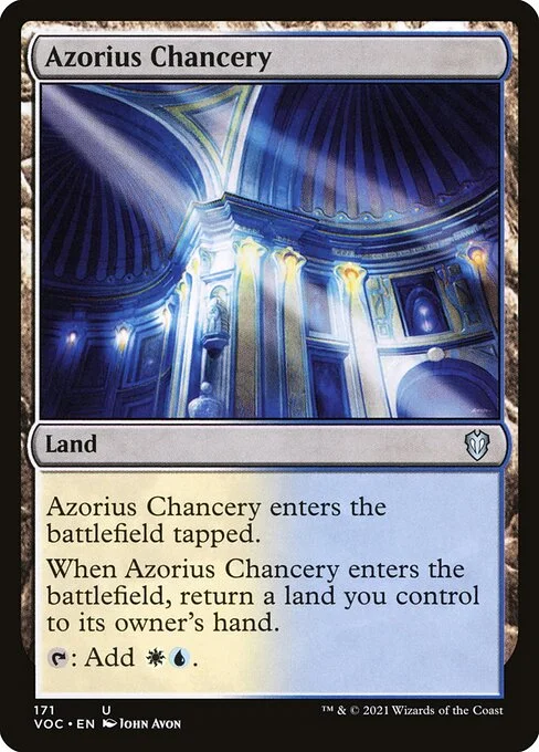 Azorius Chancery, carta Magic di tipo Land illustrata da John Avon