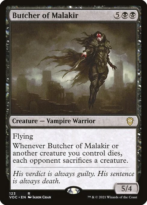 Butcher of Malakir, carta Magic di tipo Creature — Vampire Warrior illustrata da Jason Chan