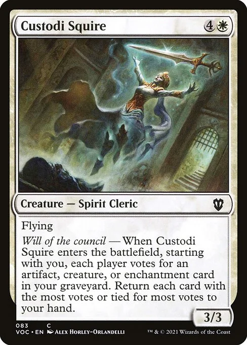 Custodi Squire, carta Magic di tipo Creature — Spirit Cleric illustrata da Alex Horley-Orlandelli