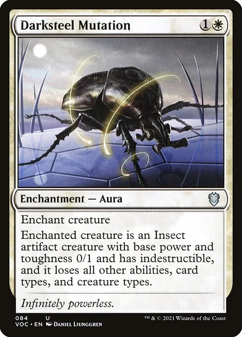 Darksteel Mutation, carta Magic di tipo Enchantment — Aura illustrata da Daniel Ljunggren