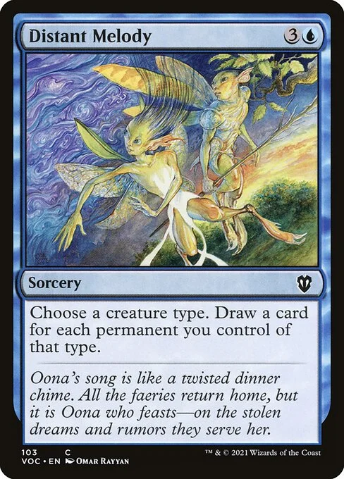 Distant Melody, carta Magic di tipo Sorcery illustrata da Omar Rayyan