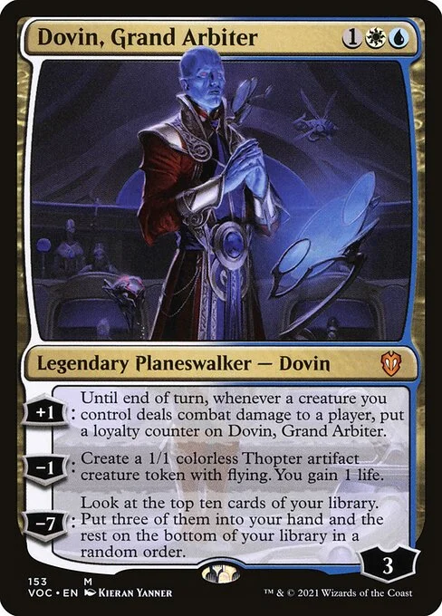 Dovin, Grand Arbiter, carta Magic di tipo Legendary Planeswalker — Dovin illustrata da Kieran Yanner