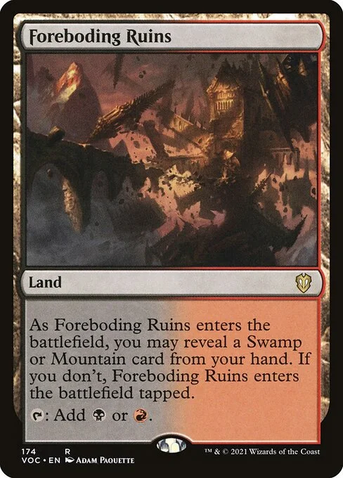 Foreboding Ruins, carta Magic di tipo Land illustrata da Adam Paquette