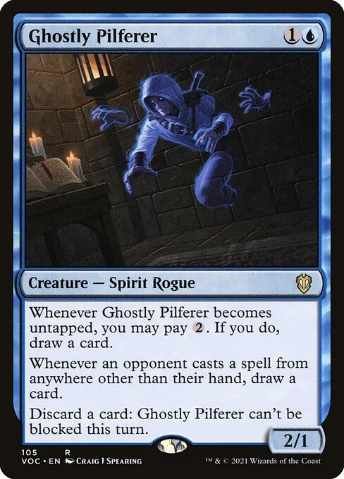 Ghostly Pilferer, carta Magic di tipo Creature — Spirit Rogue illustrata da Craig J Spearing
