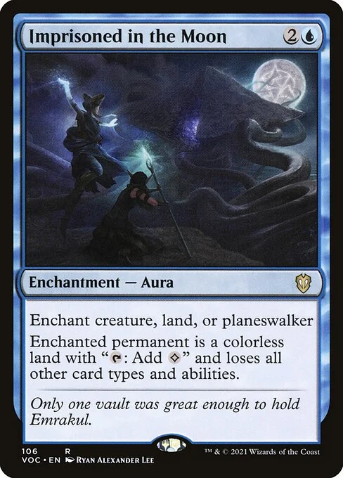 Imprisoned in the Moon, carta Magic di tipo Enchantment — Aura illustrata da Ryan Alexander Lee
