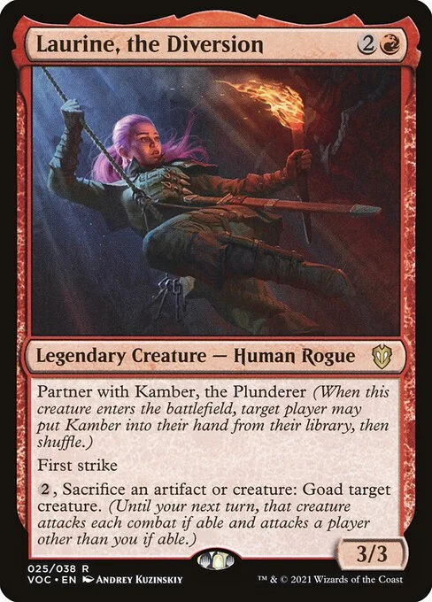 Laurine, the Diversion, carta Magic di tipo Legendary Creature — Human Rogue illustrata da Andrey Kuzinskiy