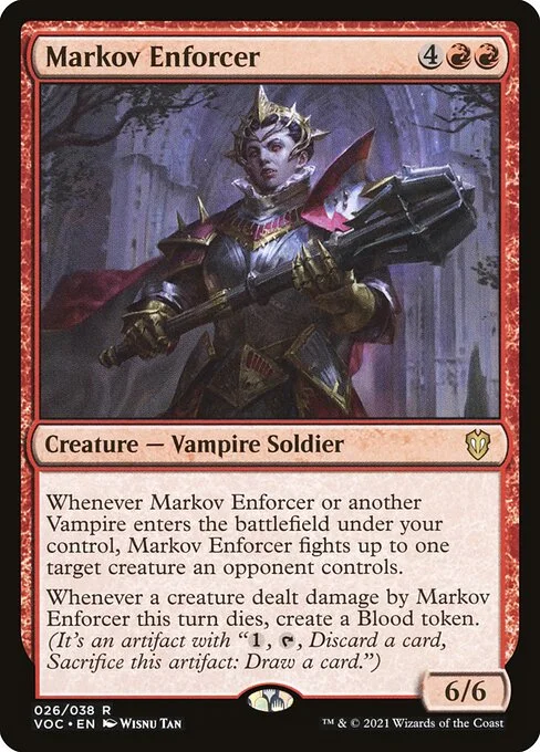 Markov Enforcer, carta Magic di tipo Creature — Vampire Soldier illustrata da Wisnu Tan