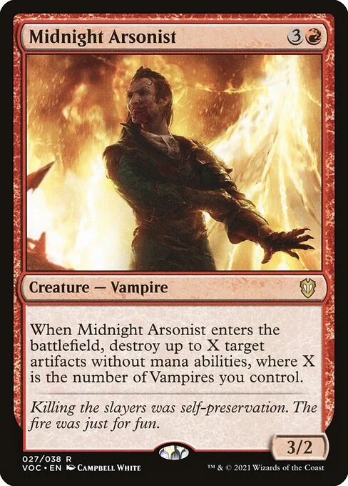 Midnight Arsonist, carta Magic di tipo Creature — Vampire illustrata da Campbell White