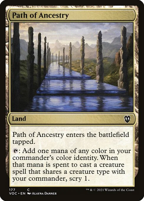 Path of Ancestry, carta Magic di tipo Land illustrata da Alayna Danner