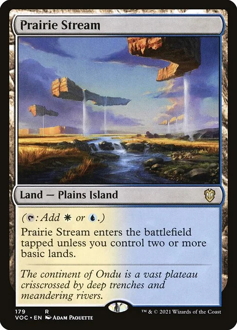 Prairie Stream, carta Magic di tipo Land — Plains Island illustrata da Adam Paquette