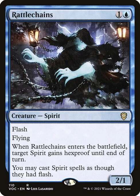 Rattlechains, carta Magic di tipo Creature — Spirit illustrata da Lius Lasahido