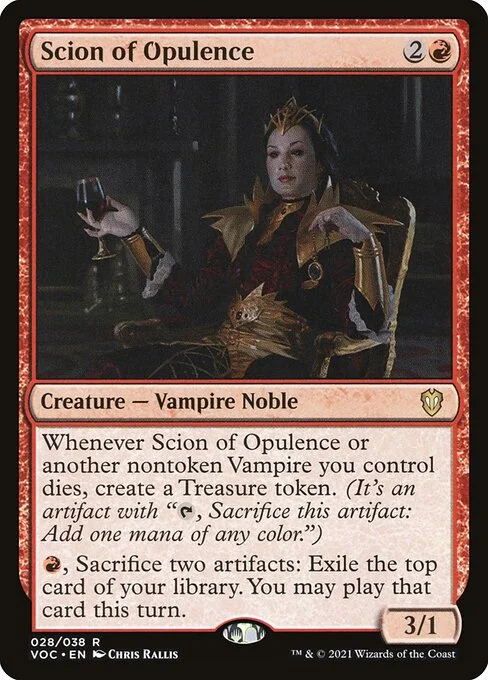 Scion of Opulence, carta Magic di tipo Creature — Vampire Noble illustrata da Chris Rallis
