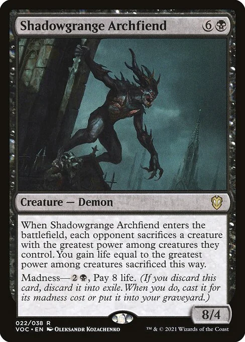 Shadowgrange Archfiend, carta Magic di tipo Creature — Demon illustrata da Oleksandr Kozachenko