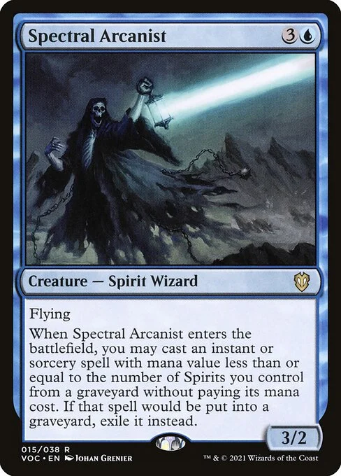 Spectral Arcanist, carta Magic di tipo Creature — Spirit Wizard illustrata da Johan Grenier