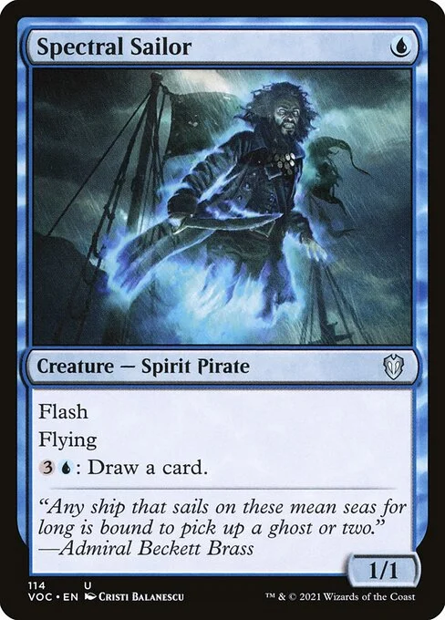 Spectral Sailor, carta Magic di tipo Creature — Spirit Pirate illustrata da Cristi Balanescu