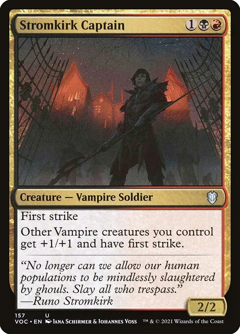 Stromkirk Captain, carta Magic di tipo Creature — Vampire Soldier illustrata da Jana Schirmer & Johannes Voss
