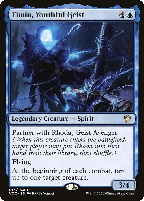 Timin, Youthful Geist, carta Magic di tipo Legendary Creature — Spirit illustrata da Randy Vargas