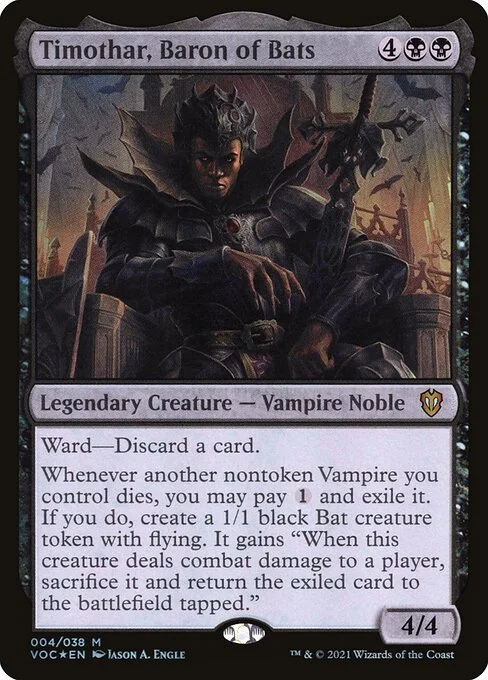 Timothar, Baron of Bats, carta Magic di tipo Legendary Creature — Vampire Noble illustrata da Jason A. Engle