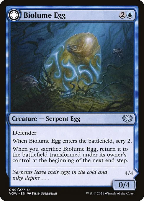 Biolume Egg // Biolume Serpent, carta Magic di tipo Creature — Serpent Egg // Creature — Serpent illustrata da Filip Burburan