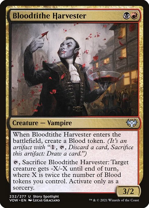 Bloodtithe Harvester, carta Magic di tipo Creature — Vampire illustrata da Lucas Graciano