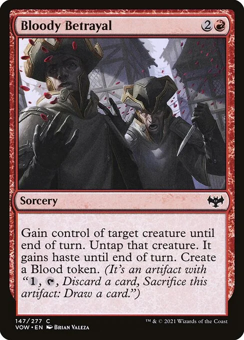 Bloody Betrayal, carta Magic di tipo Sorcery illustrata da Brian Valeza