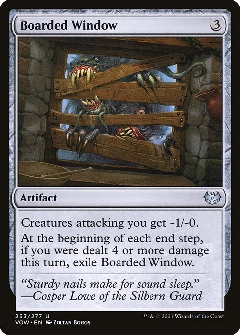 Boarded Window, carta Magic di tipo Artifact illustrata da Zoltan Boros
