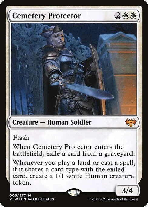 Cemetery Protector, carta Magic di tipo Creature — Human Soldier illustrata da Chris Rallis