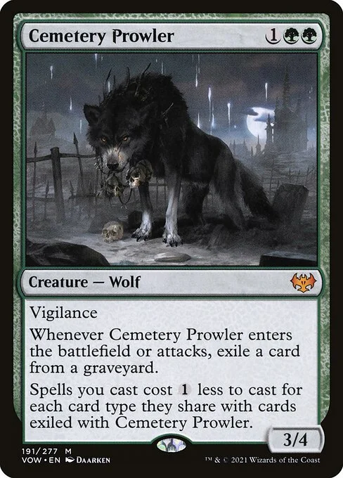 Cemetery Prowler, carta Magic di tipo Creature — Wolf illustrata da Daarken