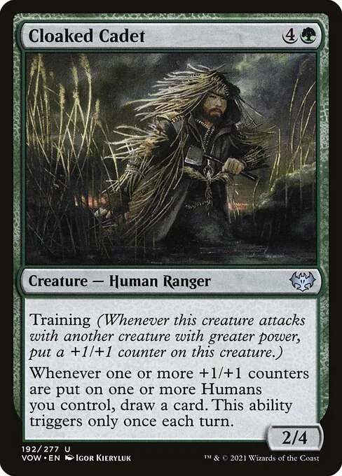 Cloaked Cadet, carta Magic di tipo Creature — Human Ranger illustrata da Igor Kieryluk