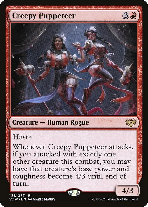 Creepy Puppeteer, carta Magic di tipo Creature — Human Rogue illustrata da Marie Magny