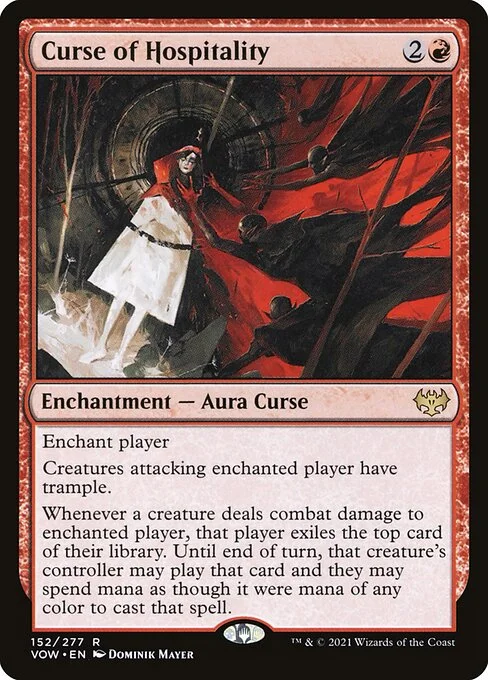 Curse of Hospitality, carta Magic di tipo Enchantment — Aura Curse illustrata da Dominik Mayer