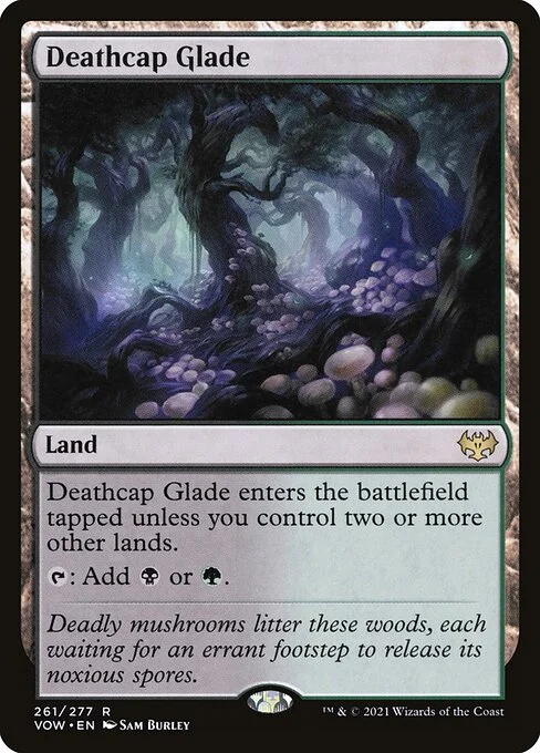 Deathcap Glade, carta Magic di tipo Land illustrata da Sam Burley