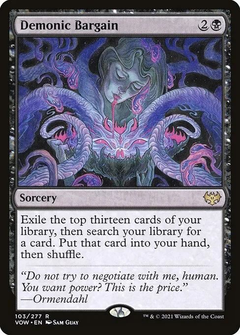 Demonic Bargain, carta Magic di tipo Sorcery illustrata da Sam Guay