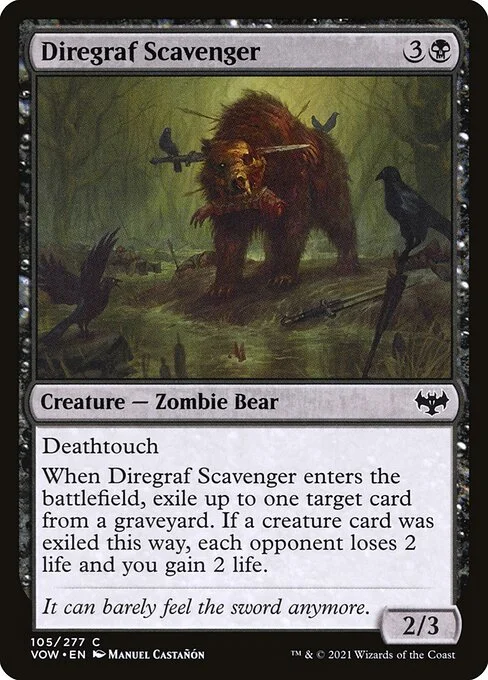 Diregraf Scavenger, carta Magic di tipo Creature — Zombie Bear illustrata da Manuel Castañón