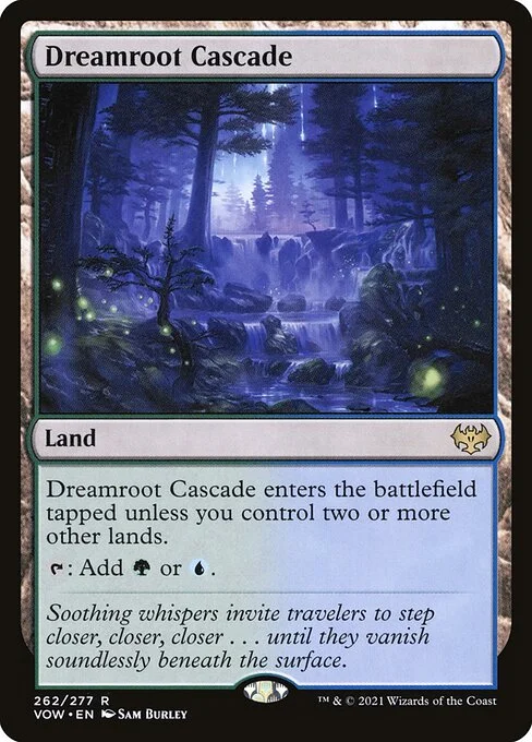 Dreamroot Cascade, carta Magic di tipo Land illustrata da Sam Burley