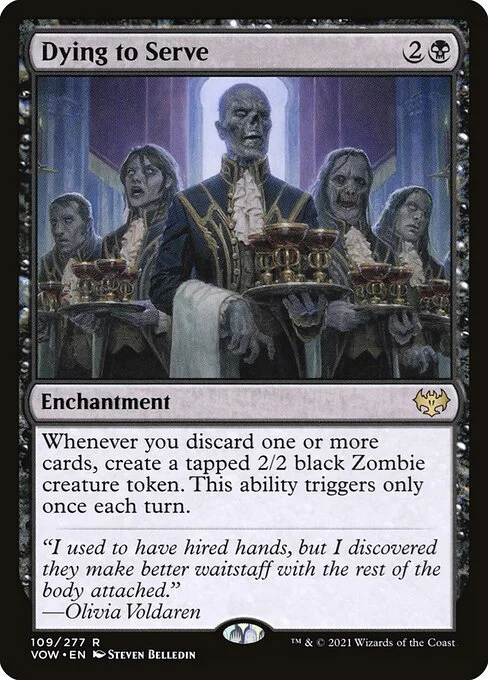 Dying to Serve, carta Magic di tipo Enchantment illustrata da Steven Belledin