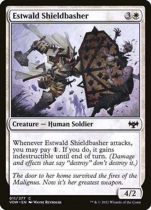 Estwald Shieldbasher, carta Magic di tipo Creature — Human Soldier illustrata da Wayne Reynolds