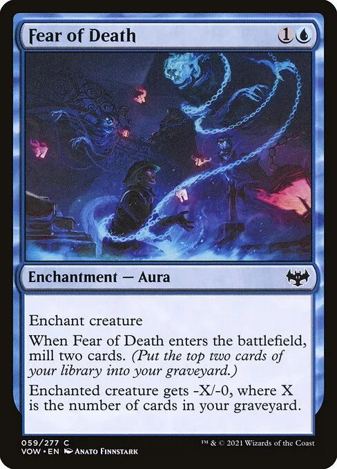 Fear of Death, carta Magic di tipo Enchantment — Aura illustrata da Anato Finnstark