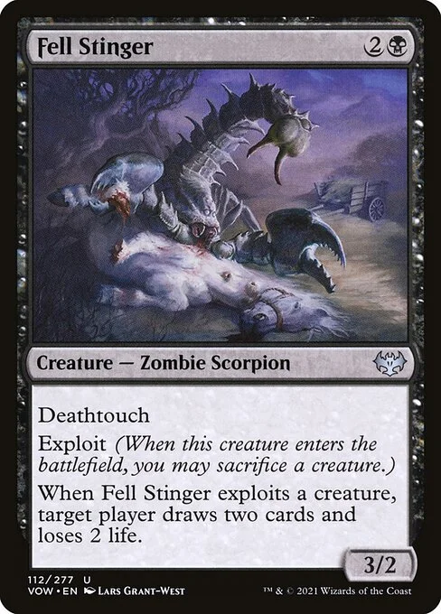 Fell Stinger, carta Magic di tipo Creature — Zombie Scorpion illustrata da Lars Grant-West
