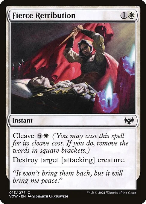 Fierce Retribution, carta Magic di tipo Instant illustrata da Sidharth Chaturvedi
