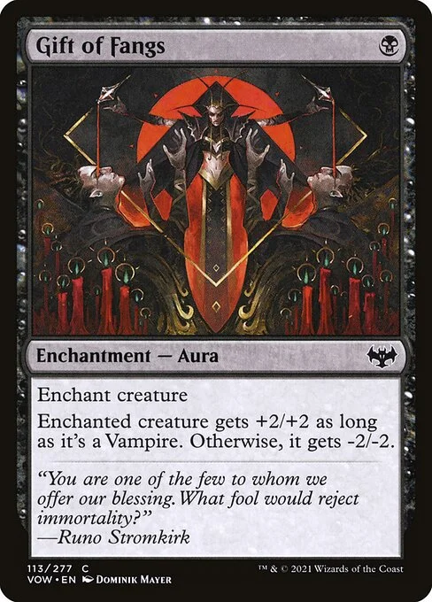 Gift of Fangs, carta Magic di tipo Enchantment — Aura illustrata da Dominik Mayer