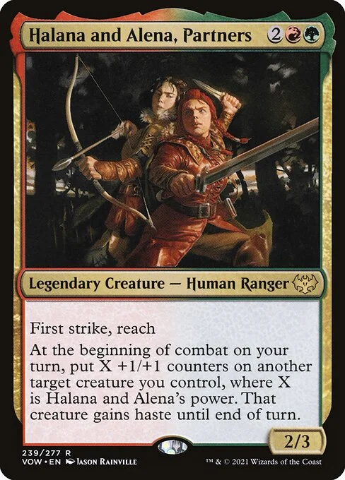 Halana and Alena, Partners, carta Magic di tipo Legendary Creature — Human Ranger illustrata da Jason Rainville