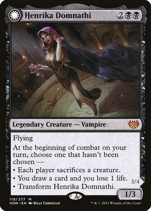 Henrika Domnathi // Henrika, Infernal Seer, carta Magic di tipo Legendary Creature — Vampire // Legendary Creature — Vampire illustrata da Billy Christian