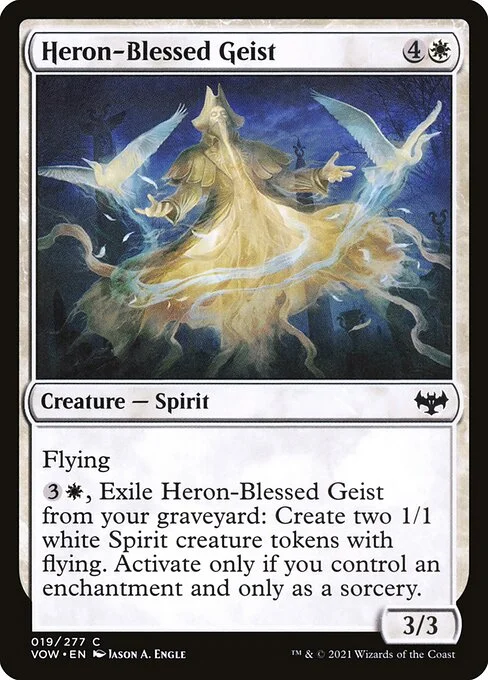 Heron-Blessed Geist, carta Magic di tipo Creature — Spirit illustrata da Jason A. Engle