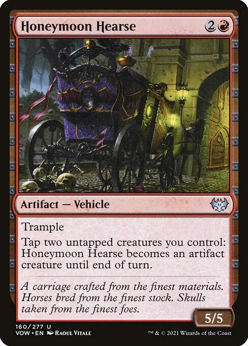 Honeymoon Hearse, carta Magic di tipo Artifact — Vehicle illustrata da Raoul Vitale