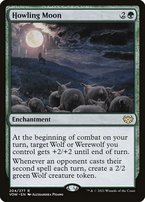 Howling Moon, carta Magic di tipo Enchantment illustrata da Alessandra Pisano
