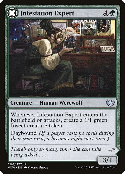 Infestation Expert // Infested Werewolf, carta Magic di tipo Creature — Human Werewolf // Creature — Werewolf illustrata da Vincent Proce