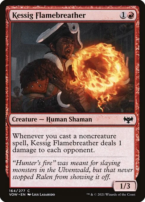 Kessig Flamebreather, carta Magic di tipo Creature — Human Shaman illustrata da Lius Lasahido