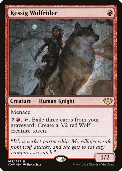 Kessig Wolfrider, carta Magic di tipo Creature — Human Knight illustrata da Bram Sels